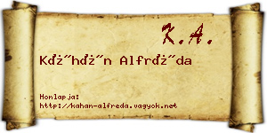 Káhán Alfréda névjegykártya